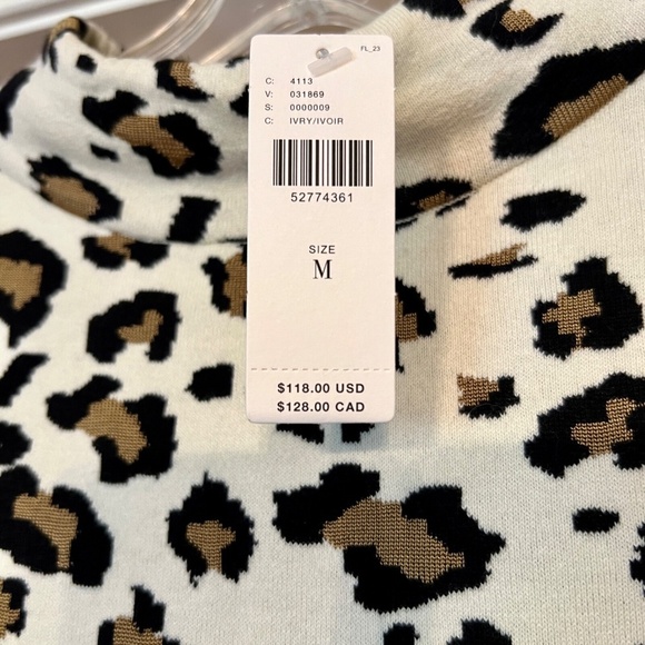 $118 NWT Anthropologie Field Flowers Naomi Mock Neck Sweater Tee Leopard MEDIUM - Picture 6 of 6